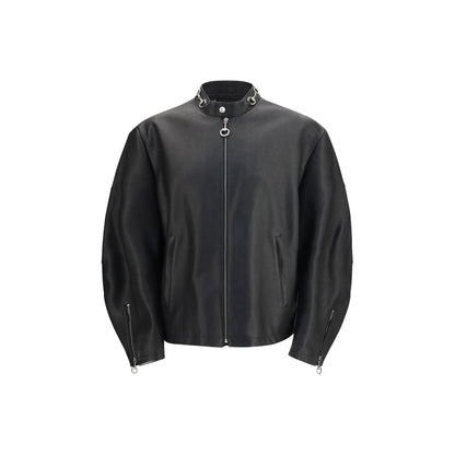 Gucci Black Calf Leather Horsebit Biker Jacket