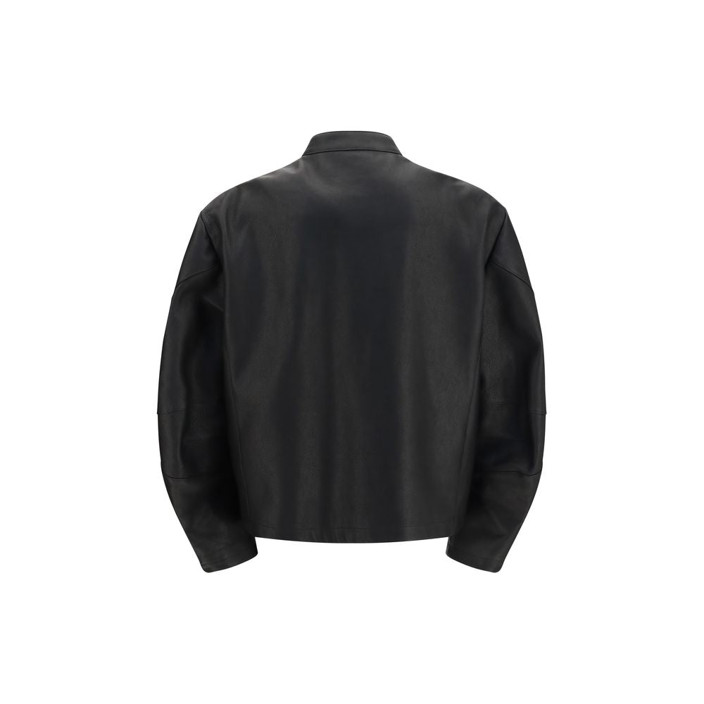 Gucci Black Calf Leather Horsebit Biker Jacket