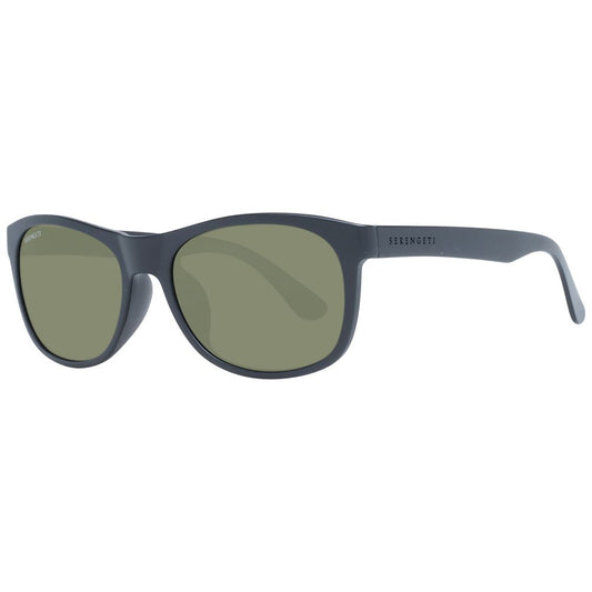 Serengeti Unisex Sunglasses – Black Full-Rim Frame, Green Lenses