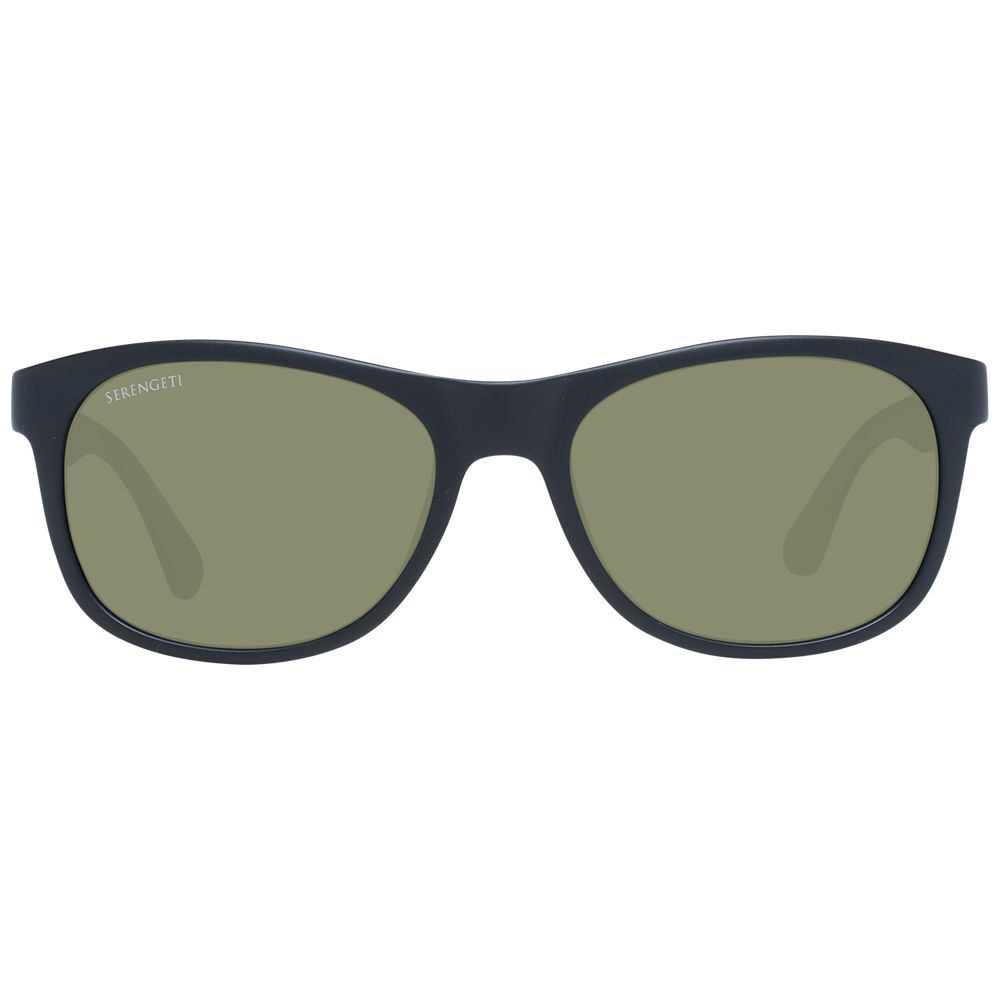 Serengeti Unisex Sunglasses – Black Full-Rim Frame, Green Lenses