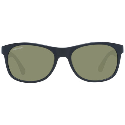Serengeti Unisex Sunglasses – Black Full-Rim Frame, Green Lenses