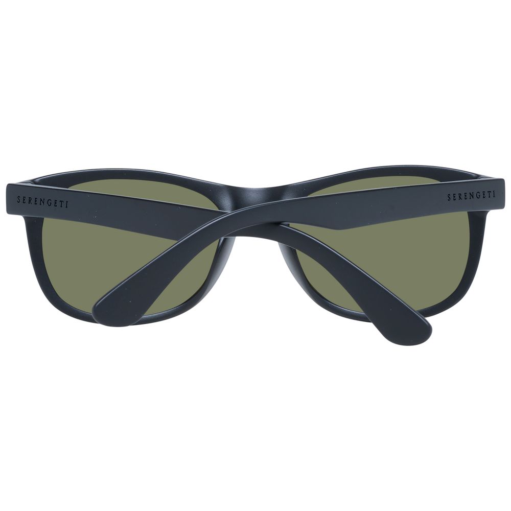 Serengeti Unisex Sunglasses – Black Full-Rim Frame, Green Lenses