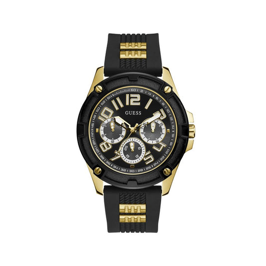 Guess Men’s Watch, Analog Dial, Black Silicone Strap
