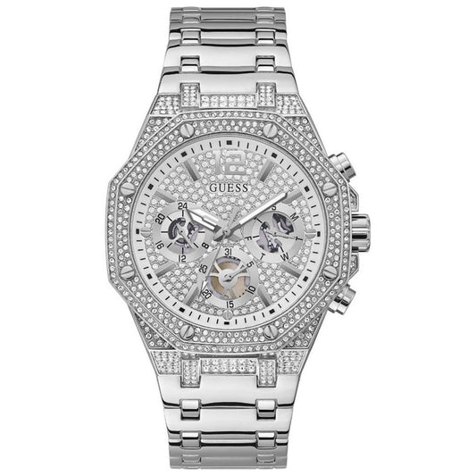 Guess Men’s Watch, Multifunction Dial, Gray Stainless Steel