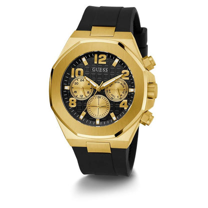 Guess Men’s Watch, Analog Dial, Black Silicone Strap