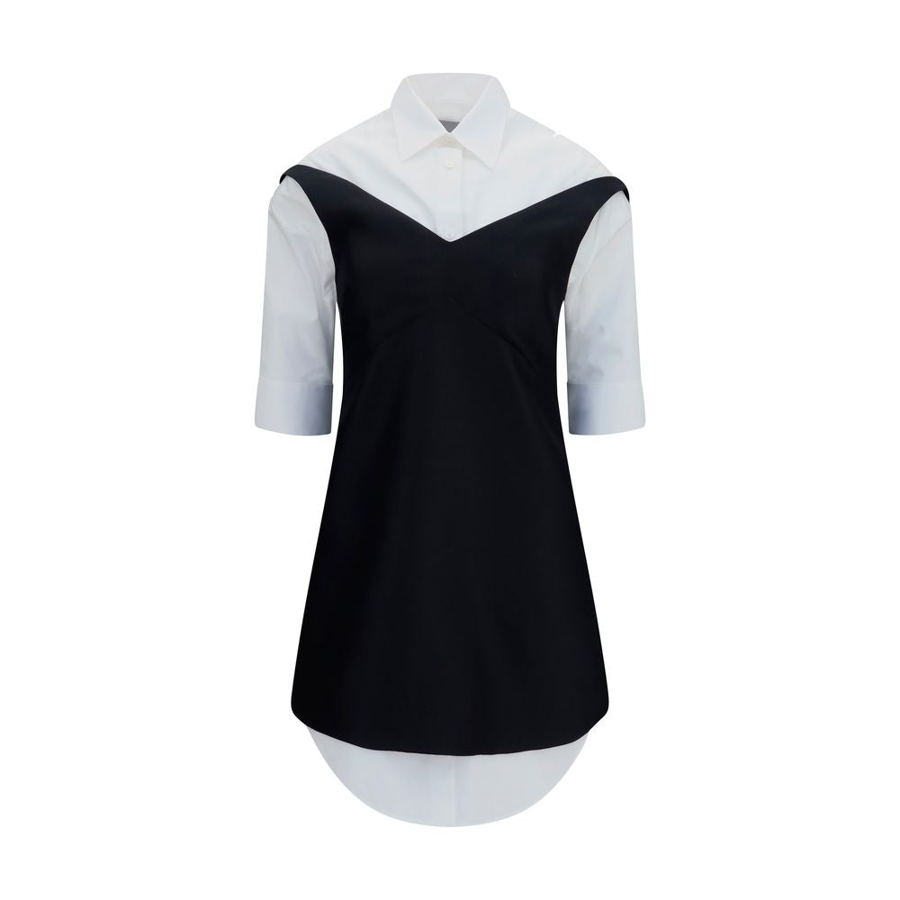 Balenciaga Black & White Wool Hybrid Shirt Dress