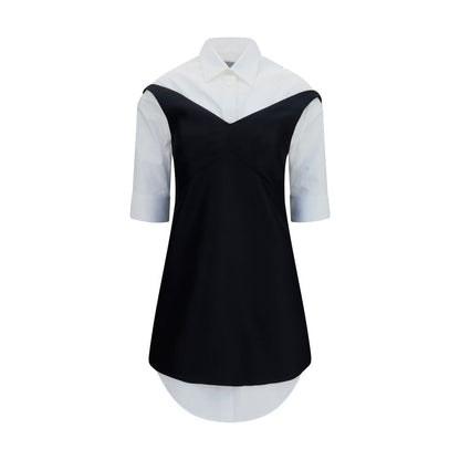 Balenciaga Black & White Wool Hybrid Shirt Dress