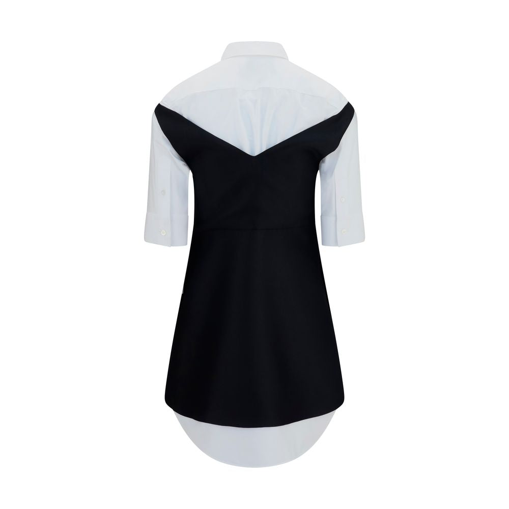 Balenciaga Black & White Wool Hybrid Shirt Dress