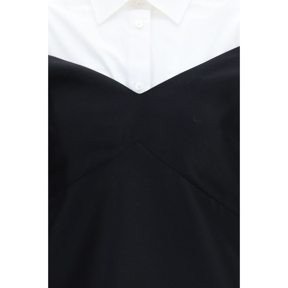 Balenciaga Black & White Wool Hybrid Shirt Dress