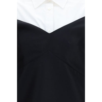 Balenciaga Black & White Wool Hybrid Shirt Dress