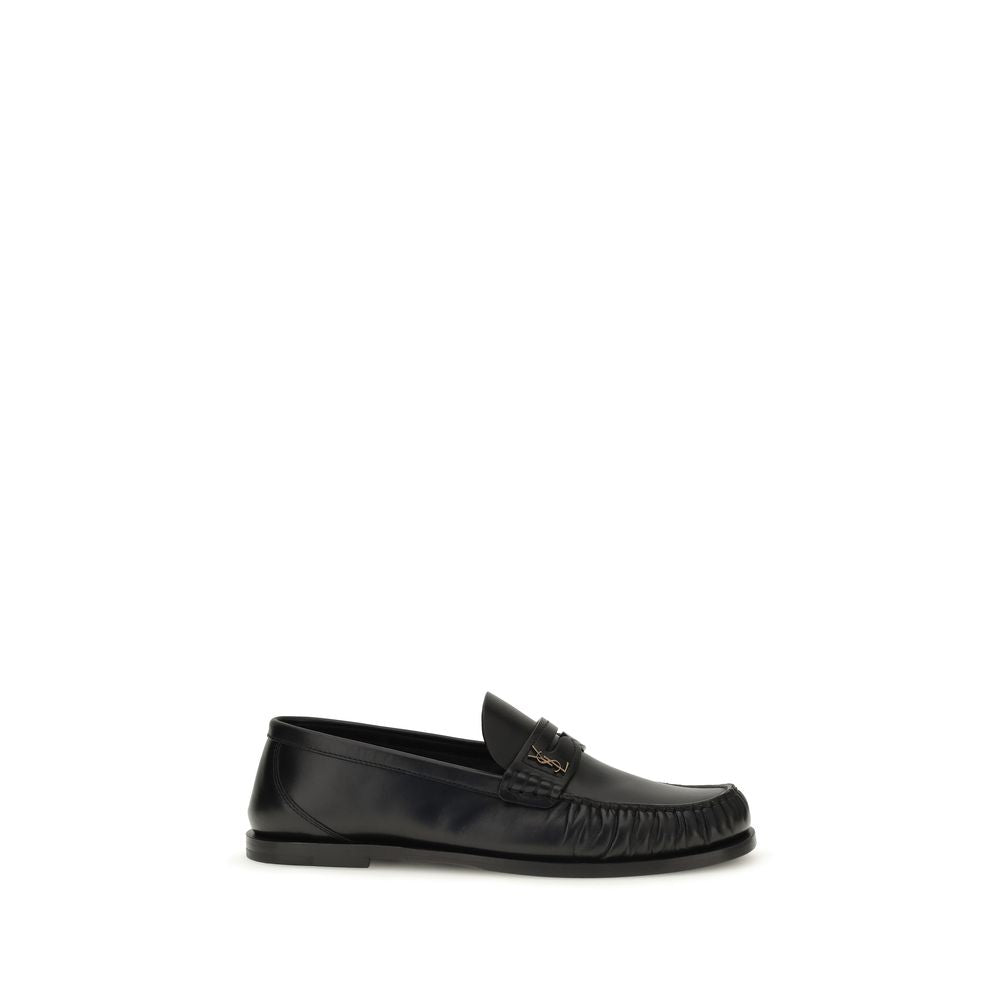 Saint Laurent Black Calf Leather Bos Taurus Slip-On Loafers EU39/US9