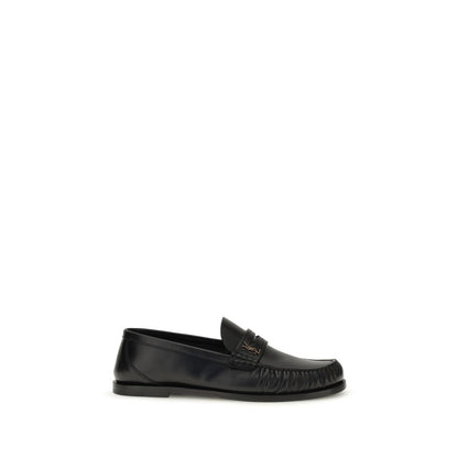 Saint Laurent Black Calf Leather Bos Taurus Slip-On Loafers EU39/US9