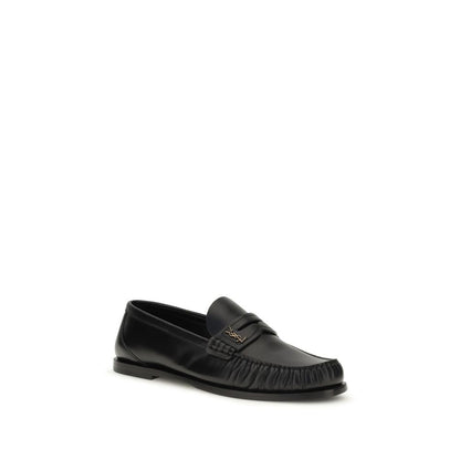 Saint Laurent Black Calf Leather Bos Taurus Slip-On Loafers EU39/US9
