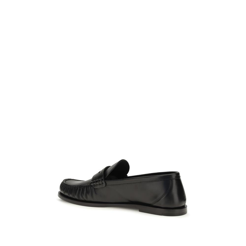Saint Laurent Black Calf Leather Bos Taurus Slip-On Loafers EU39/US9