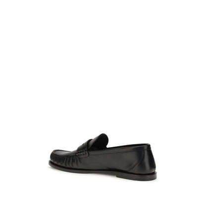 Saint Laurent Black Calf Leather Bos Taurus Slip-On Loafers EU39/US9