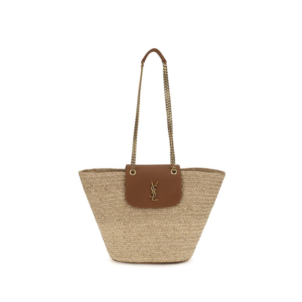 Saint Laurent Manon Raffia Shoulder Bag Beige 42x21x13
