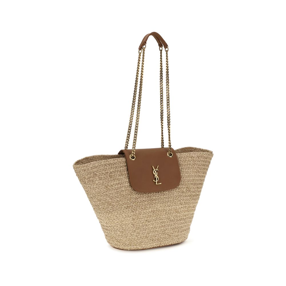 Saint Laurent Manon Raffia Shoulder Bag Beige 42x21x13