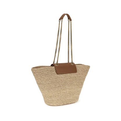Saint Laurent Manon Raffia Shoulder Bag Beige 42x21x13
