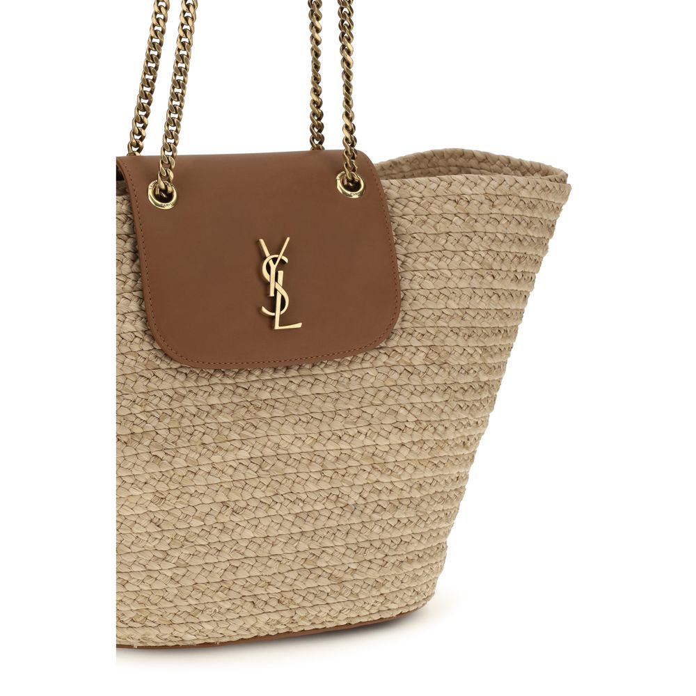 Saint Laurent Manon Raffia Shoulder Bag Beige 42x21x13