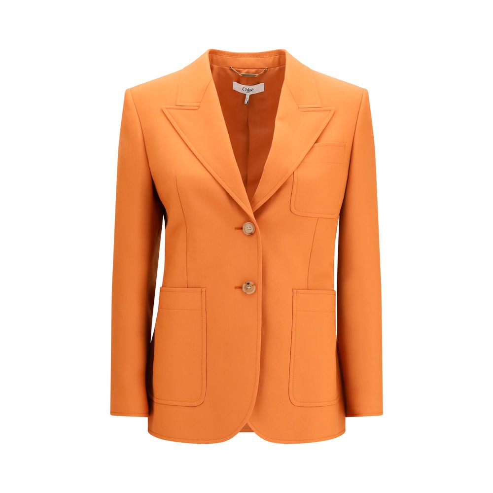 Chloé Orange Wool Gabardine Blazer