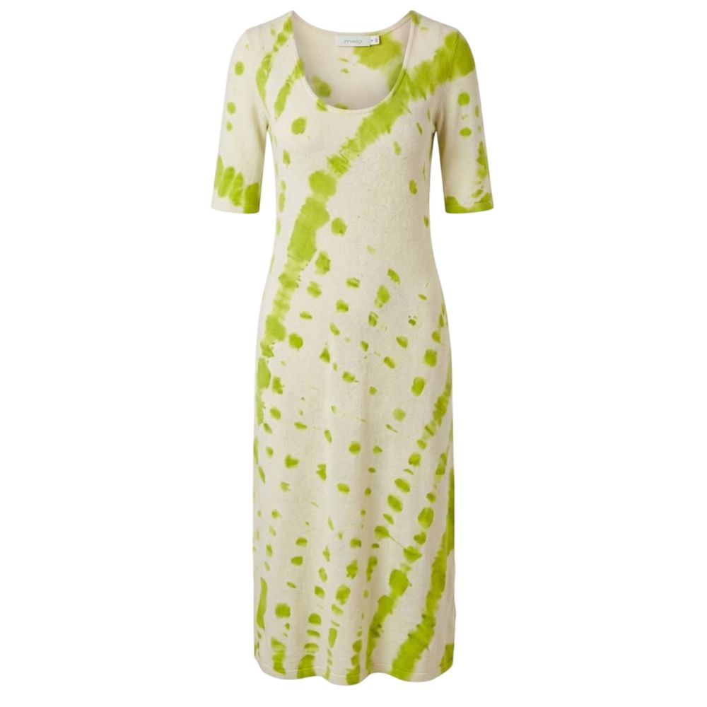 Malo Green Cotton Tie-dye Pattern Midi Dress IT40|S, IT42|M