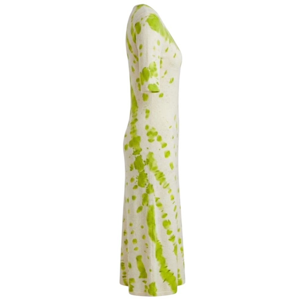 Malo Green Cotton Tie-dye Pattern Midi Dress IT40|S, IT42|M