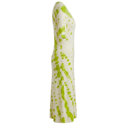 Malo Green Cotton Tie-dye Pattern Midi Dress IT40|S, IT42|M