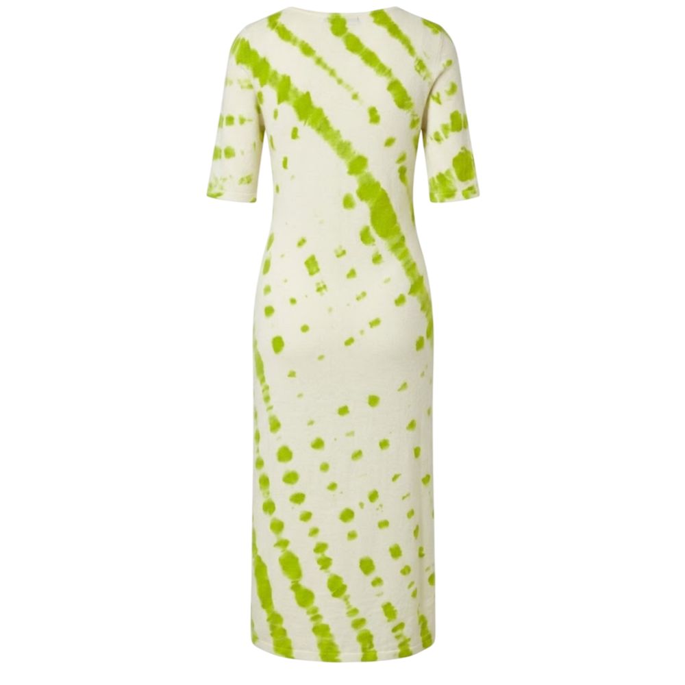 Malo Green Cotton Tie-dye Pattern Midi Dress IT40|S, IT42|M