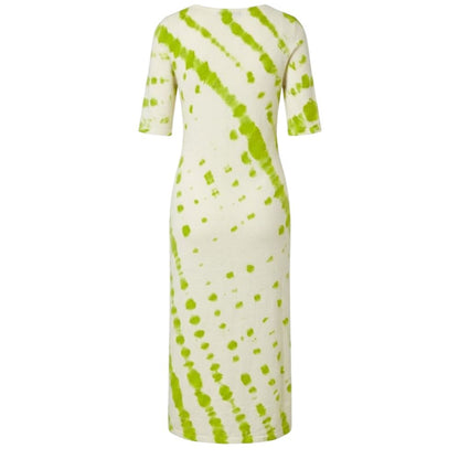 Malo Green Cotton Tie-dye Pattern Midi Dress IT40|S, IT42|M