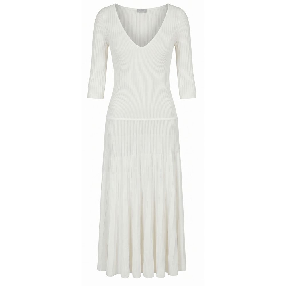 Malo Ribbed Knit Midi Dress White 100% Cotton Women’s Dress
