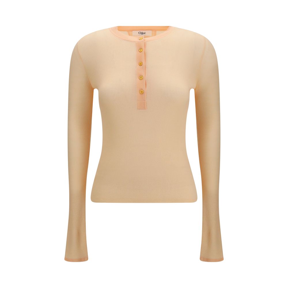 Chloé Orange Ribbed Wool Sweater