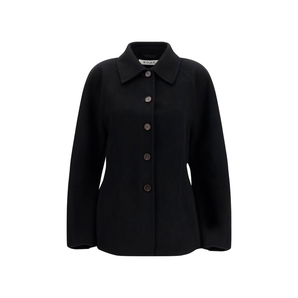 Róhe Black Wool Oves Aries Full-Length Jacket IT38 | S