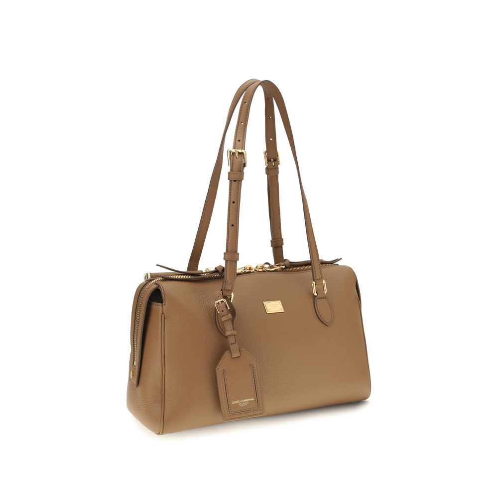 Dolce & Gabbana Beige Calf Leather Odissea Shoulder Bag