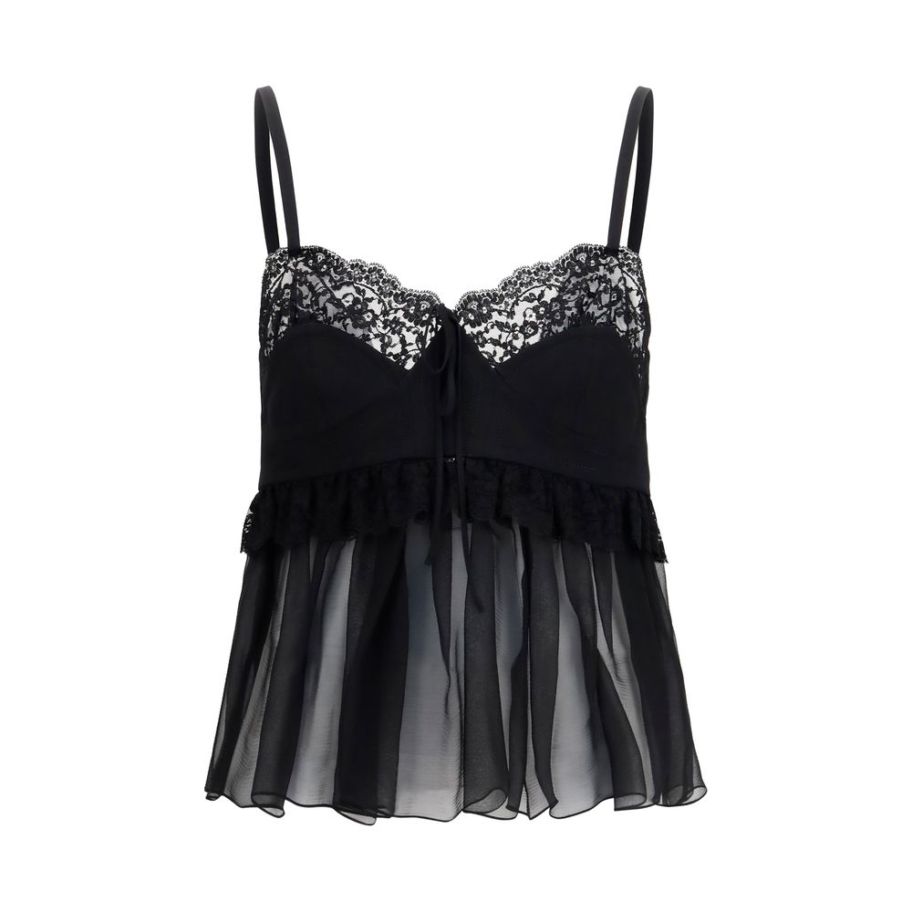 Chloé Black Silk Crêpe de Chine Camisole Blouse Top