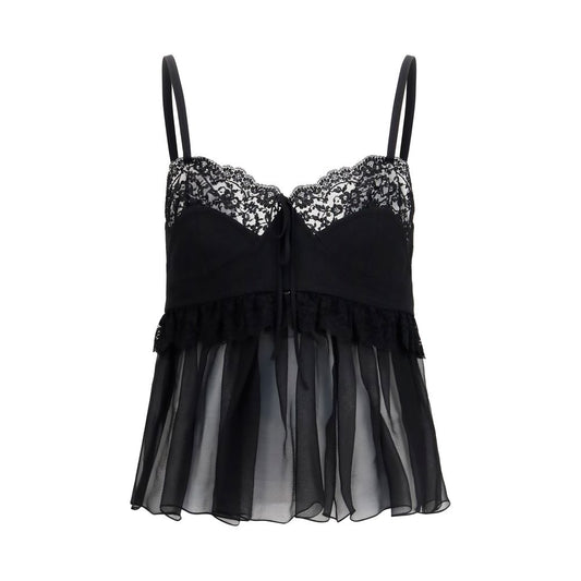 Chloé Black Silk Crêpe de Chine Camisole Blouse Top