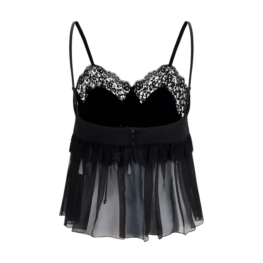 Chloé Black Silk Crêpe de Chine Camisole Blouse Top