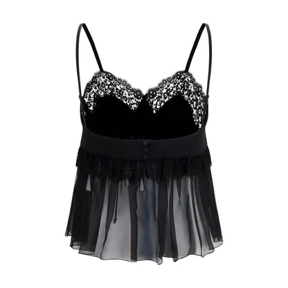 Chloé Black Silk Crêpe de Chine Camisole Blouse Top