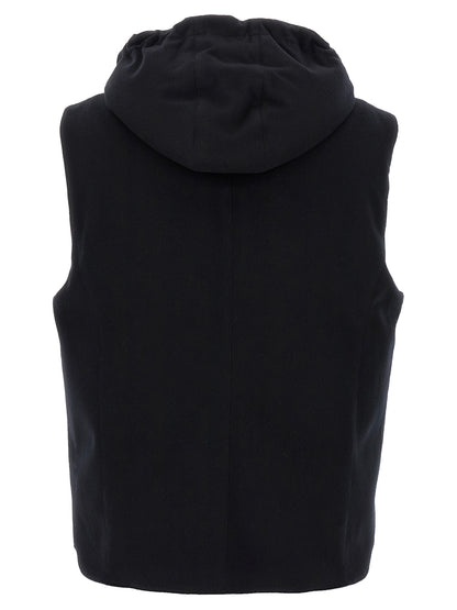 Brunello Cucinelli Black Wool Sleeveless Jacket