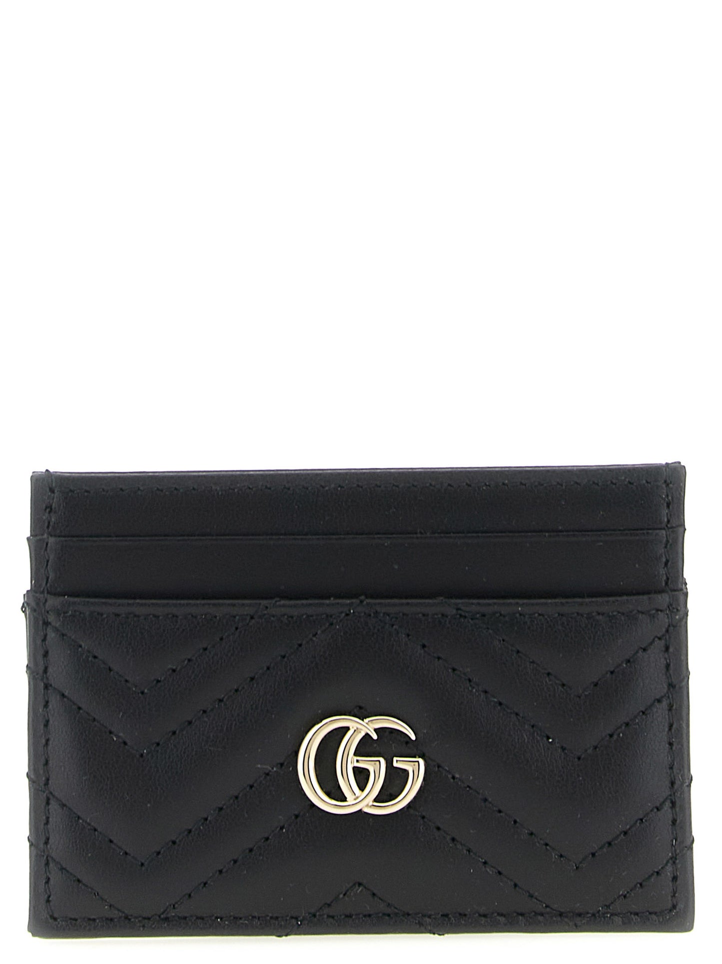 Gucci Black Calfskin GG Marmont Cardholder