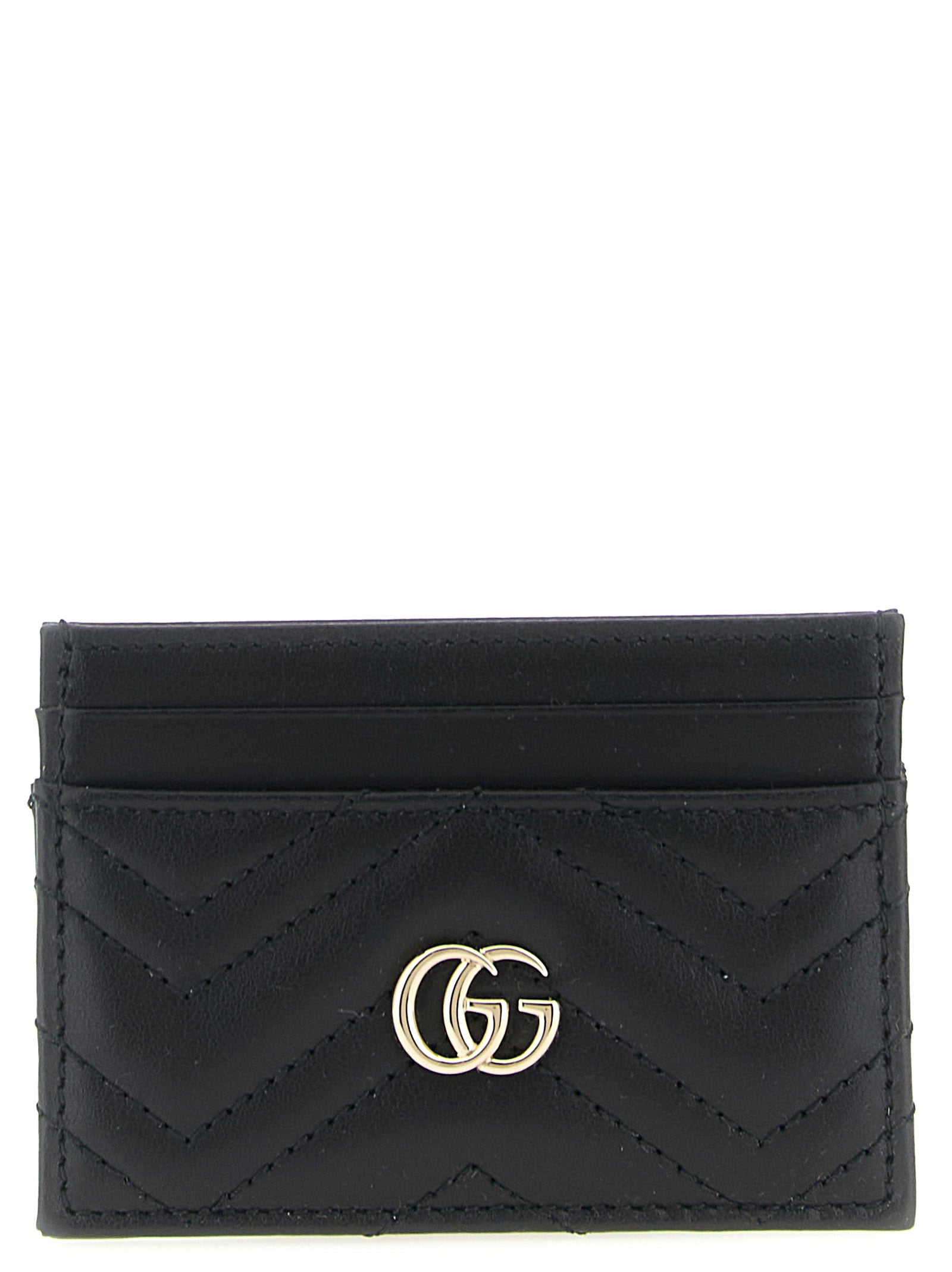 Gucci Black Calfskin GG Marmont Cardholder