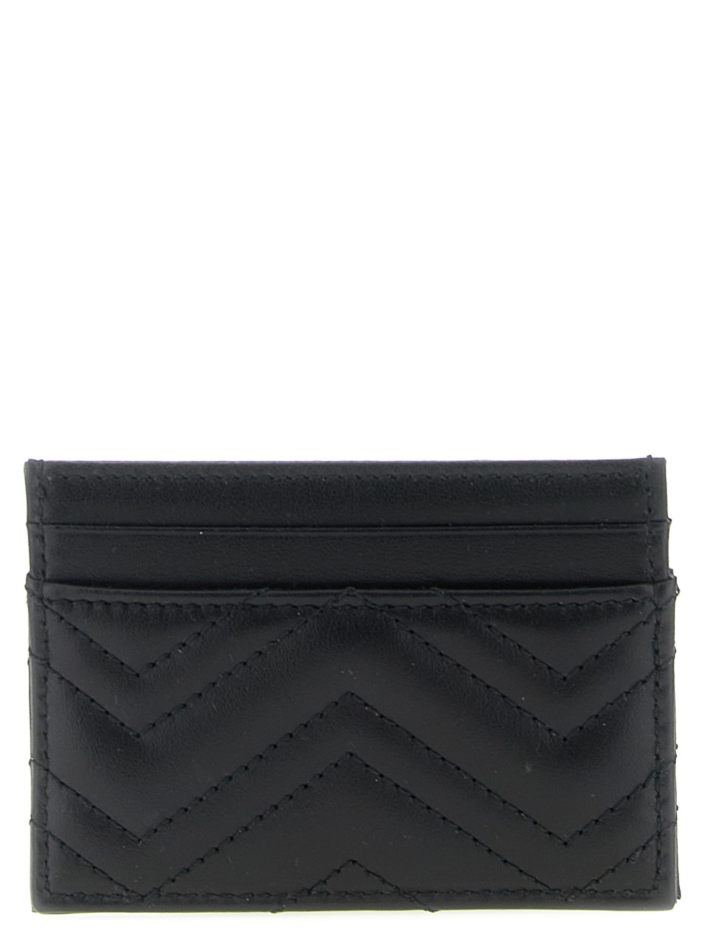 Gucci Black Calfskin GG Marmont Cardholder