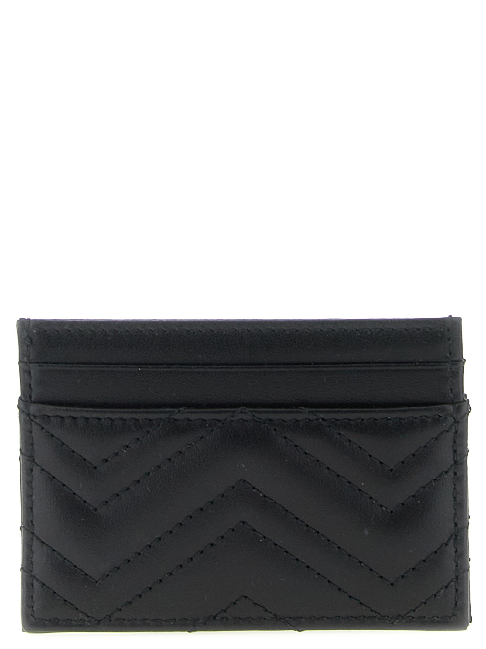 Gucci Black Calfskin GG Marmont Cardholder