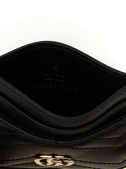 Gucci Black Calfskin GG Marmont Cardholder