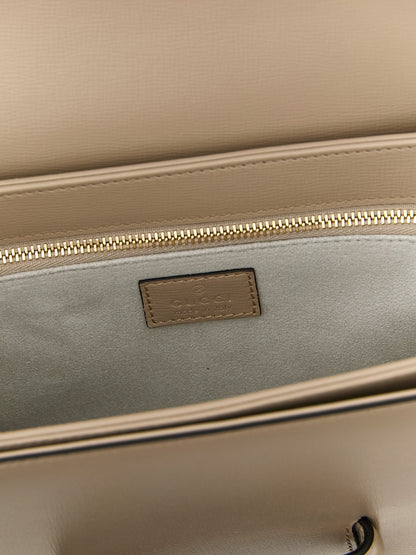 Gucci Horsebit 1955 Beige Calfskin Shoulder Bag