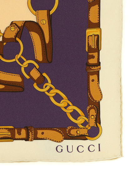 Gucci Beige Silk Scarf - Morsetto Print
