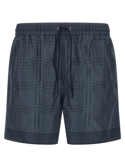 Gucci Blue 'Gucci Incrocio GG' Print Swim Shorts