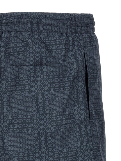 Gucci Blue 'Gucci Incrocio GG' Print Swim Shorts