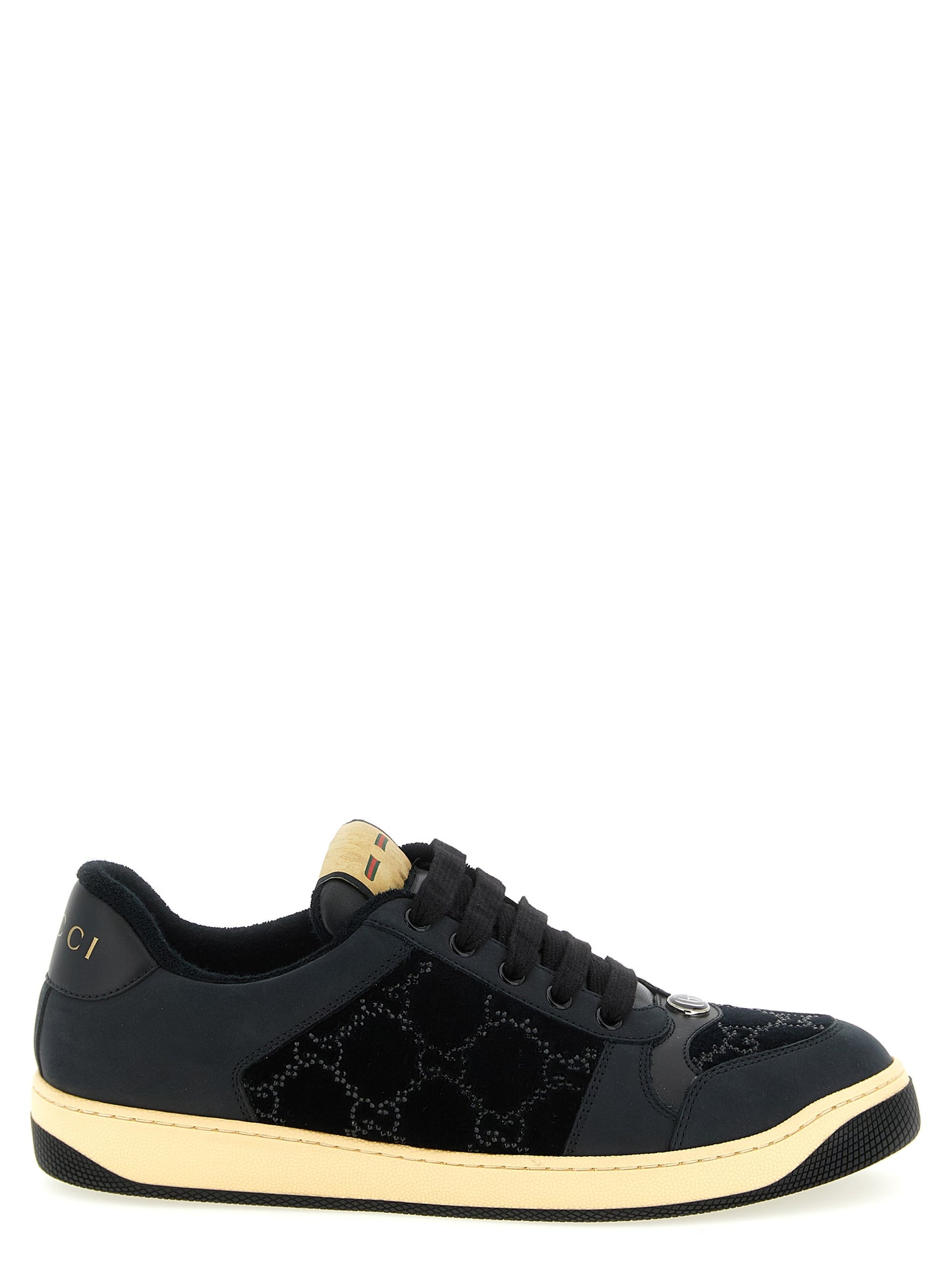 Gucci Black Cotton Screener Low Top Sneakers