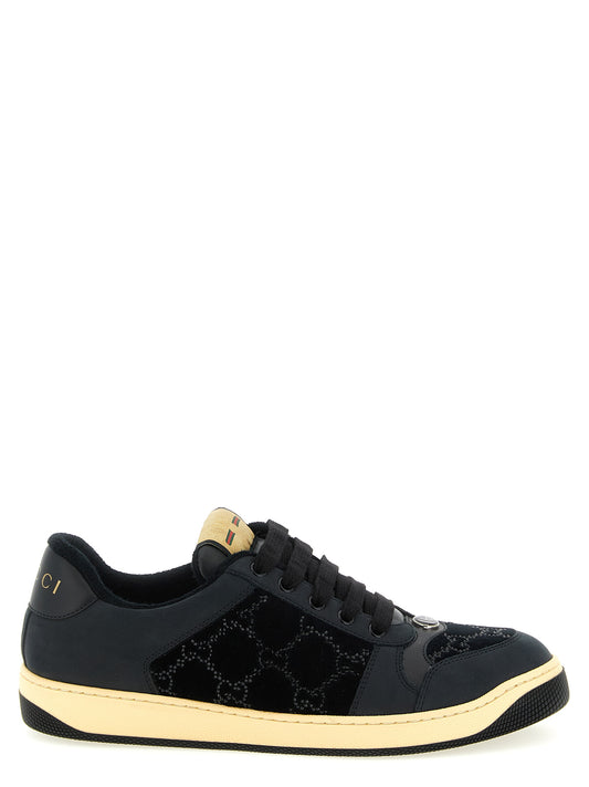 Gucci Black Cotton Screener Low Top Sneakers