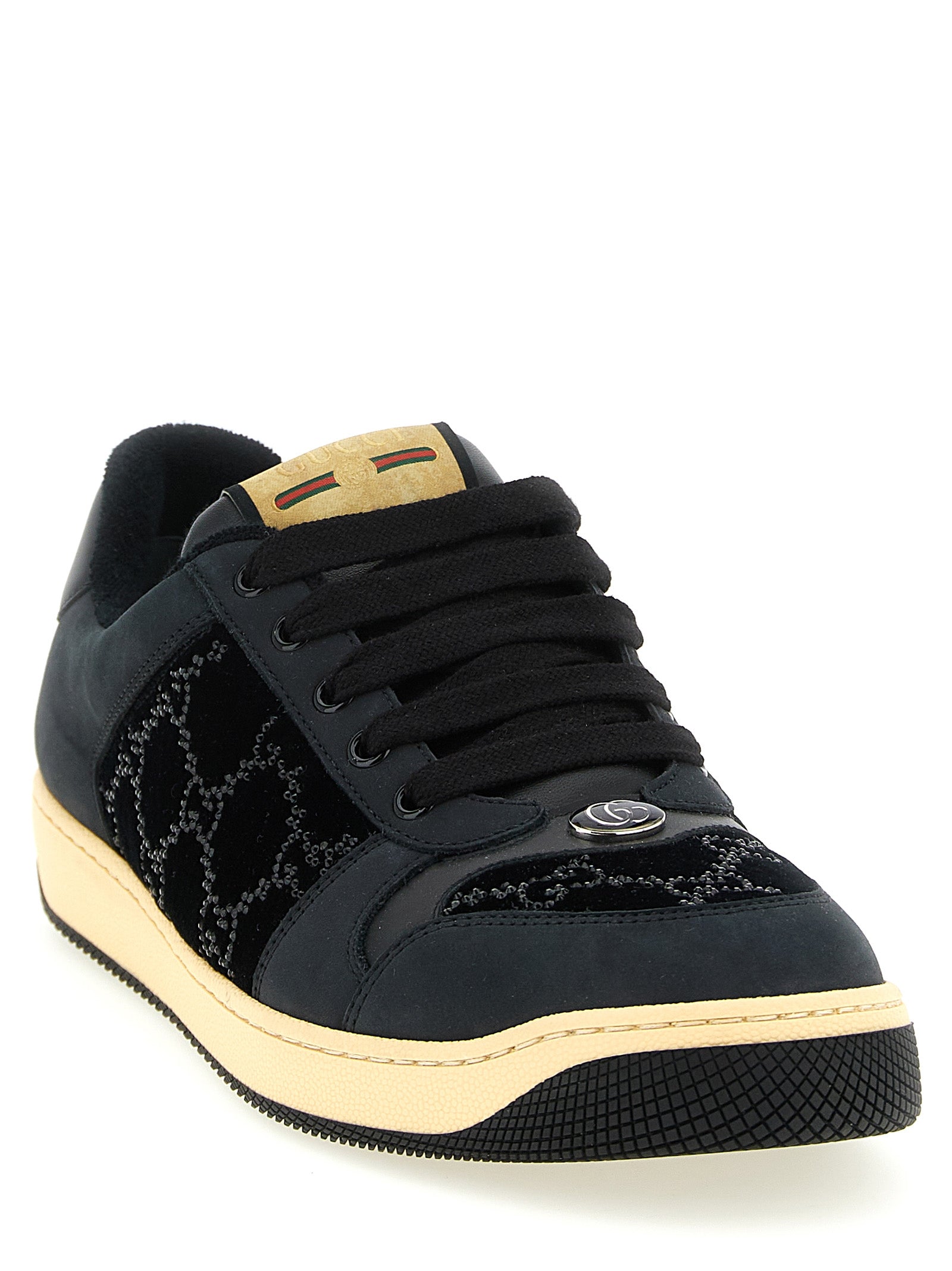 Gucci Black Cotton Screener Low Top Sneakers